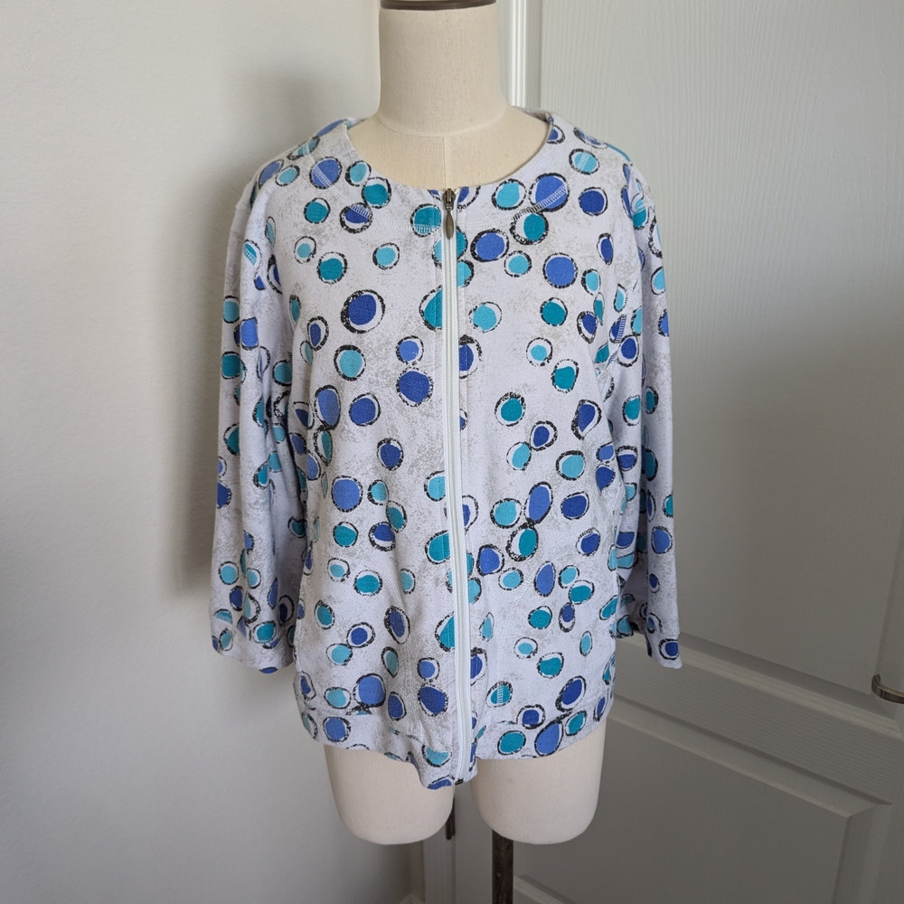 Onque Casuals Blue and Teal Abstract Patterned Cardigan
